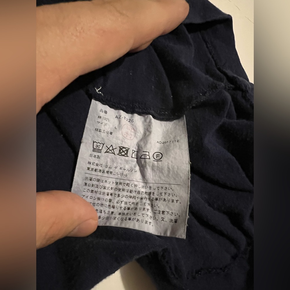 Comme des Garcons Navy Blue Tee with Heart Motif - Picture 6 of 9
